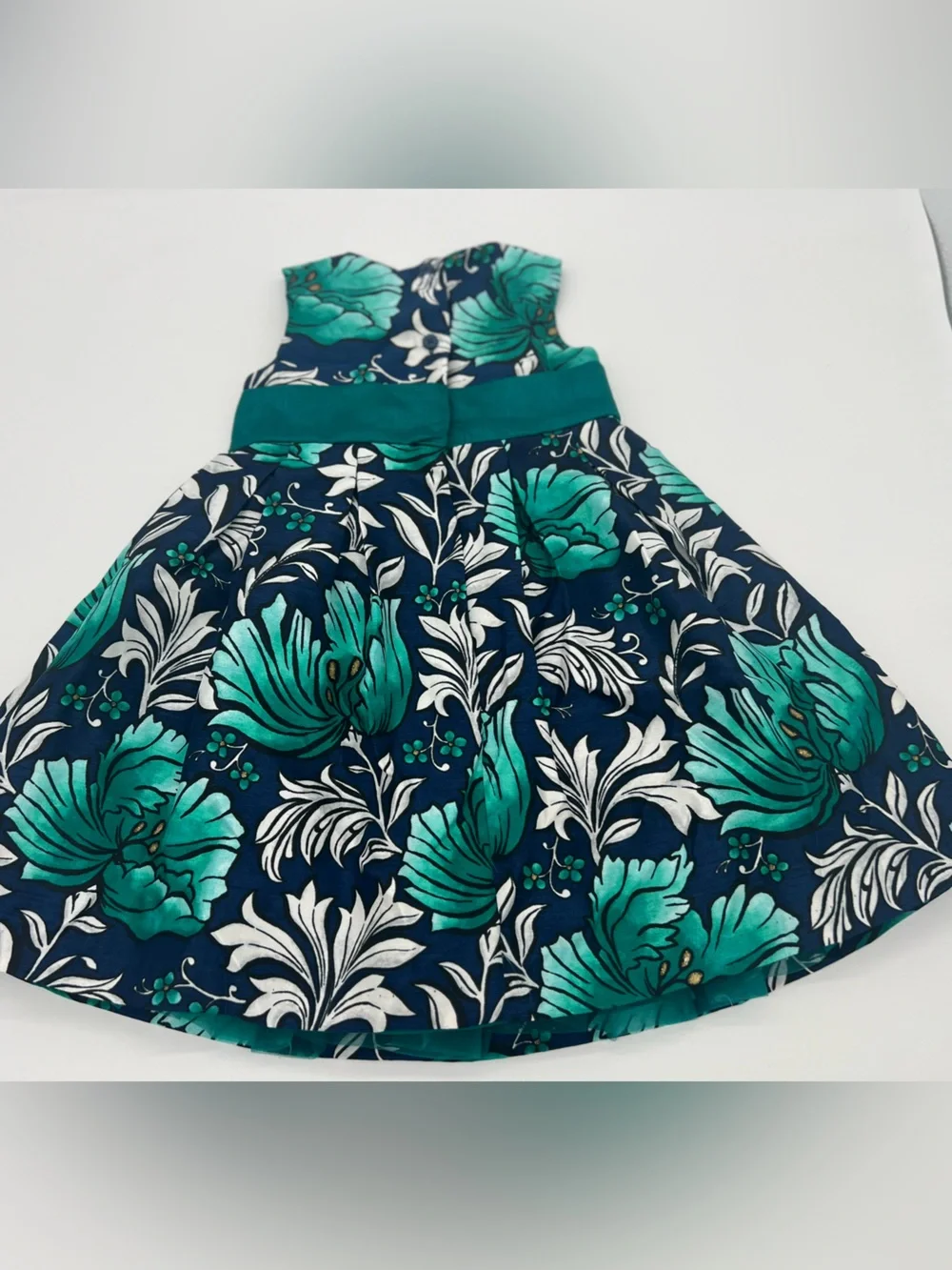 Gymboree Girl Blue Green Floral Dress 3T